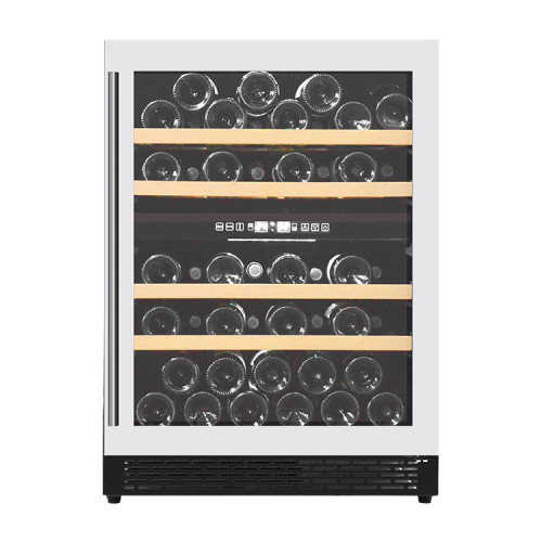 Wholesale 49 Bottles Dual Zone Built-In Wine Beverage Fridge ZS-B145 for Wine Storage with Beech Wood Rack and Seamless SS Door