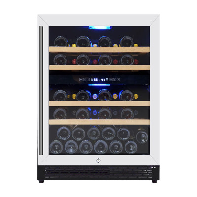 Wholesale 49 Bottles Dual Zone Built-In Wine and Beverage Fridge ZS-B145 for Wine Storage with Beech Wooden Rack and SS Door and Lock