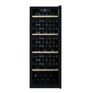Venta al por mayor, enfriador de vino alto independiente superior ZS-A200 estante de vino para 105 botellas con estante de madera de haya y puerta de marco de plástico