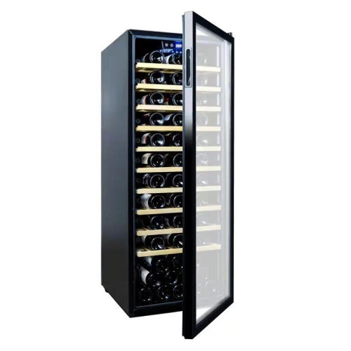 Pida una bodega y obtenga una muestra gratis 85 botellas enfriador de vino termoeléctrico ZS-A200 con puerta de marco de plástico para bar