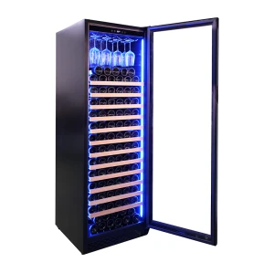 Enfriadores de vino comerciales verticales al por mayor a la venta Almacenamiento de vino ZS-A450 con haya y puerta SS sin costuras y portavasos