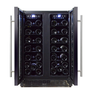 Venta al por mayor Refrigerador de doble puerta de vidrio Enfriador de vino ZS-B120 Bajo encimera incorporado con estante de alambre