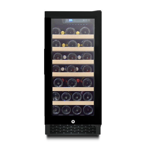 Storage of 33 Bottles Single Zone Under Counter Wine Refrigerator ZS-A88 with Beech Rack Full Glass Door Used for Kitchen Cabinet Wine Rack