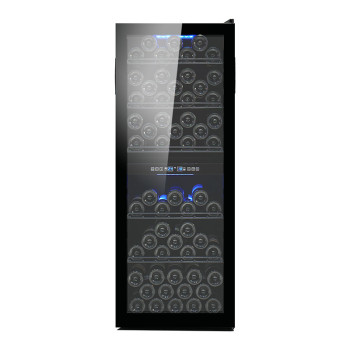 Wholesale Custom Vertical Double Temperature Wine Cooler Deluxe Large Size ZS-B200 with Black Wire Shelf for Hotel Home Use