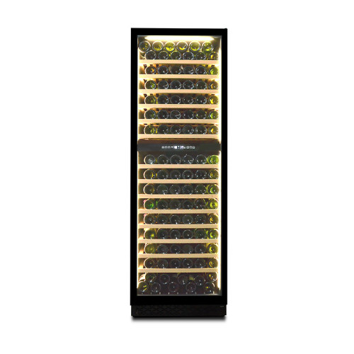 Atacado 188 Garrafas Dual Zone Refrigerador de Vinho embutido ZS-B450 para refrigeradores de armazenamento de vinho com porta de vidro preto completo