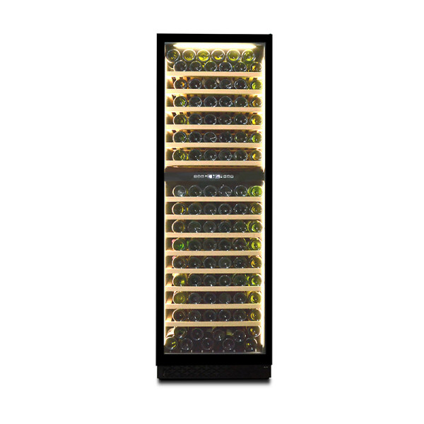 Großhandel 188 Flaschen Zweizonen-Einbau-Weinkühlschrank ZS-B450 für Weinlagerkühler mit vollständiger schwarzer Glastür