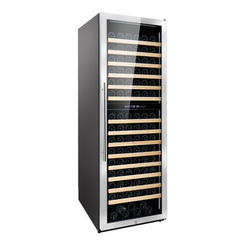 Wholesale White LED Free Standing Dual Wine Fridge ZS-B459 for Wine Storage with Beech Wooden Rack and Seamless SS Door