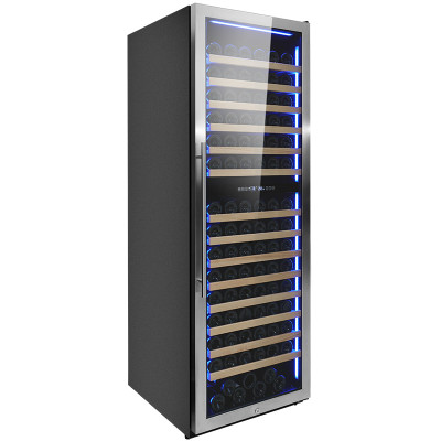 Refrigerador de vinho termoelétrico de zona dupla livre no atacado ZS-B459 com luz LED azul e porta SS sem costura