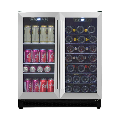 Venta al por mayor Doble puerta francesa SS Refrigerador de bebidas Refrigerador de vino ZS-B176 con estante de alambre Uso debajo de encimeras de cocina