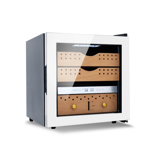 19-Zoll-Desktop-Einzonen-Zigarren-Elektro-Humidor-Schrank für die Aufbewahrung von Zigarren und Tee mit nahtloser Edelstahltür