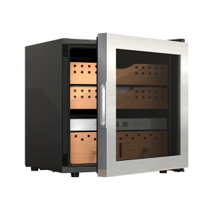 19-Zoll-Desktop-Einzonen-Zigarren-Elektro-Humidor-Schrank für die Aufbewahrung von Zigarren und Tee mit nahtloser Edelstahltür
