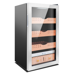 Armário de charutos de temperatura única grande refrigerador umidor Zs-A86X com gavetas de madeira de cedro sem costura porta de aço inoxidável