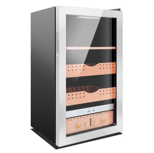 ODM Nahtloser elektrischer Zigarren-Humidor-Kühler aus Edelstahl, Schubladenregal und flaches Regal aus Zedernholz