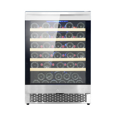 Wholesale 24 Inch Wine And Beer Fridge Built-In Single Zone Wine Cooler ZS-A150 with Wire Rack with Wooden strip and SS Door