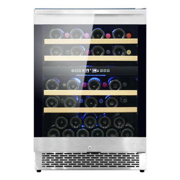 Wholesale Independent Built-In Wine Cooler Compressor Cooling ZS-B150D For Wine Storage Cabinet With Wooden Strip And SS Door