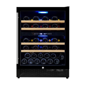 Wholesale 24 Inch Dual Temp Glass Wine Fridge ZS-B150 Fast Cooling Refrigerated Wine Cabinet with Beech Wood