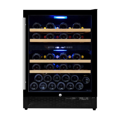 Wholesale 24 Inch Dual Temp Glass Wine Fridge ZS-B150 Fast Cooling Refrigerated Wine Cabinet with Beech Wood