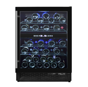 Venta al por mayor ZS-B150 de enfriador de vino incorporado de doble zona de 24 pulgadas para almacenamiento de vino con estante de alambre y puerta de vidrio completo