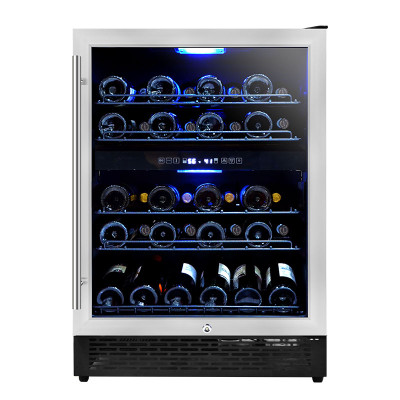 Wholesale 24 Inch Dual Zone Built-In Wine Cooler ZS-B150 Modern Wine Storage Cabinets With Wire Rack And Ss Door