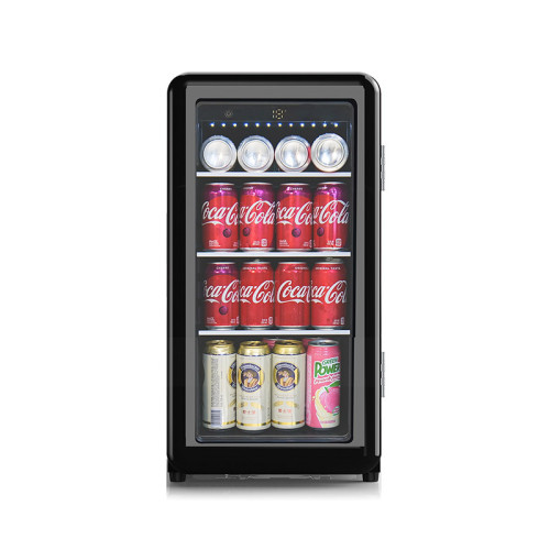 Enfriador de bebidas retro independiente al por mayor ZS-A48Y para almacenamiento de bebidas con estante de vidrio