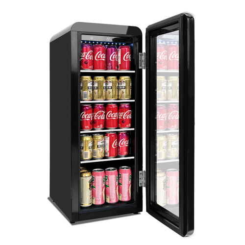 Enfriador de bebidas retro independiente al por mayor ZS-A58Y para almacenamiento de bebidas con estante de vidrio