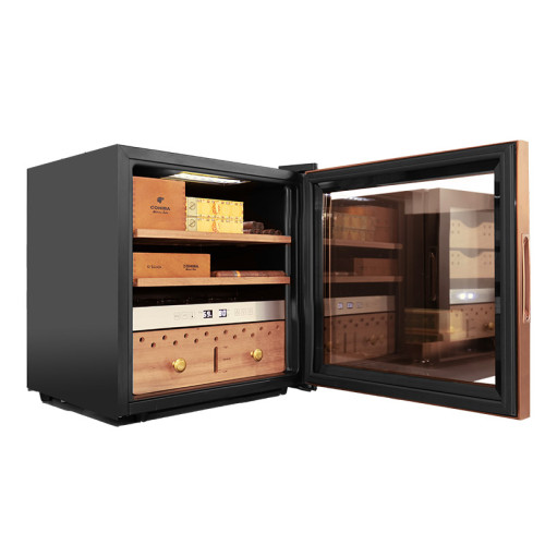 Wholesale Manufacturers Cigar Humidor cooler with humidity control ZS-A40X for Cigars Stock Up Rose Golden Seamless SS Door