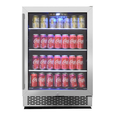 Atacado 148 latas de zona única built-in máquina de refrigeração de bebidas ZS-A150Y geladeira de armazenamento para bebidas com rack de vidro e porta SS