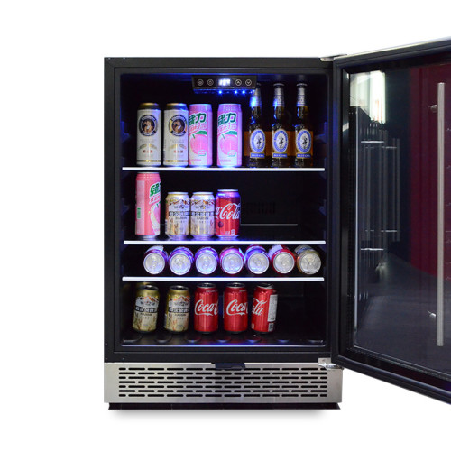 Josoo Single Zone Outdoor Wine Cooler And Bar Beer Fridge Under Counter Refrigerators For Store Ale With Glass Rack And Glass Door