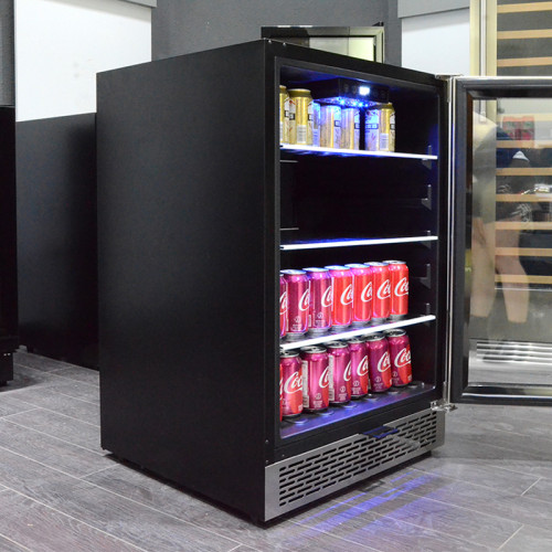 Wholesale 148 Cans Single Zone Built-In Beverage Cooler Machines ZS-A150Y Storage fridge for Beverage with Glass Rack and SS Door