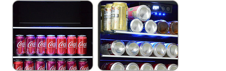 Refrigerador de bebidas de zona única com prateleira de madeira de faia