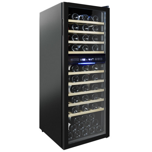 Wholesale European Style 2 Zone Black Wine Cabinet Coolers ZS-B200 For Storage 77 Bottles Wine Chiller With Full Glass Door