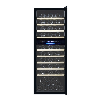 Wholesale European Style 2 Zone Black Wine Cabinet Coolers ZS-B200 For Storage 77 Bottles Wine Chiller With Full Glass Door