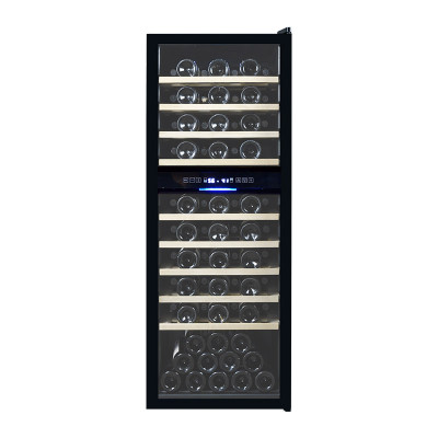 Atacado 77 Garrafas Dual Zone Free Standing Wine Cooler ZS-B200 para armazenamento de vinho com prateleira de madeira e porta de vidro completa