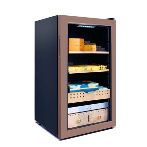 Venta al por mayor, humidificador de cigarros grande de lujo, Combo de refrigerador ZS-A86X para almacenamiento de cigarros, estante de cedro y puerta de oro rosa SS