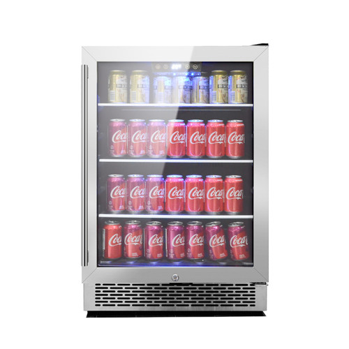Venta al por mayor de refrigeradores de cerveza incorporados de una sola zona ZS-A150P para enfriadores de cerveza de vidrio con puerta de acero inoxidable sin costuras