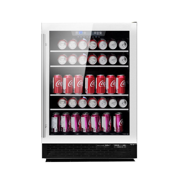 Atacado 150 latas de zona única Undercounter Beer Coolers ZS-A150P Frigorífico para vinho e cerveja com rack de vidro e porta SS sem costura