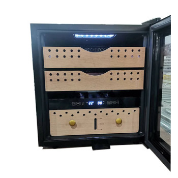 Wholesale Mini Countertop Cigar Humidor for Sale ZS-A40X with Led Humidity Control Panel Full Glass Door