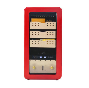 Humidor de cigarros rojo retro independiente ZS-A48X para almacenamiento de cigarros con estante de madera de cedro Puerta de plástico