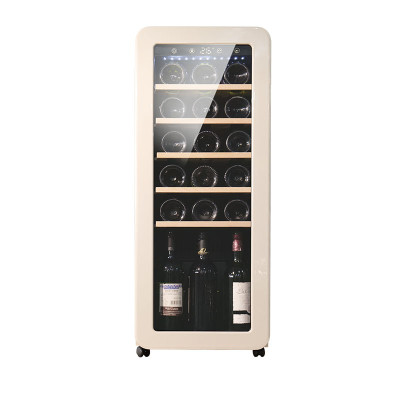 Atacado 21 Garrafas Free Stand Damasco Retro Wine Cooler ZS-A58 para Armazenamento de Vinho com Prateleira de Madeira de Faia e Rodas de Rodízio