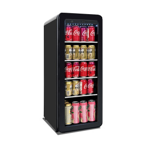 Großhandel 92 Dosen freistehender Retro-Getränkekühler ZS-A58Y zur Aufbewahrung von Getränken mit Glasregal und Glastür
