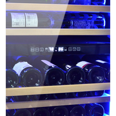 Wholesale White LED Dual Glass Wine Fridge And Beverage Center ZS-B459 for Wine Storage with Beech Wooden Rack