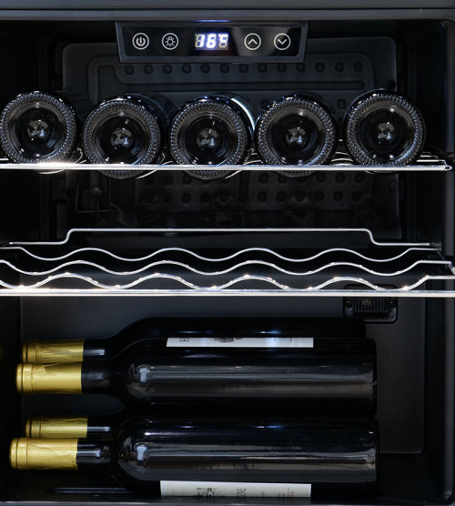 Encimera de bodega de vino personalizada ZS-A40 para almacenamiento de enfriadores de vino con estante cromado Puerta SS sin costuras