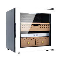 Custom Countertop Cigar Humidor with Different Shape Cedar Wooden Rack Seamless Stainless Steel Door
