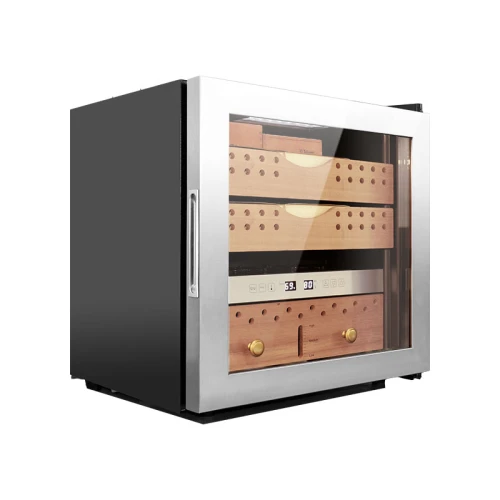 19-Zoll-Desktop-Einzonen-Zigarren-Elektro-Humidor-Schrank für die Aufbewahrung von Zigarren und Tee mit nahtloser Edelstahltür