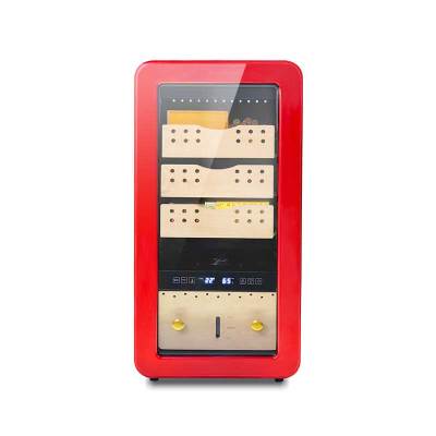 OEM Freestanding Retro Red Cigar Humidor ZS-A48X for Cigar Storage with Cedar Wood Rack Plastic Door
