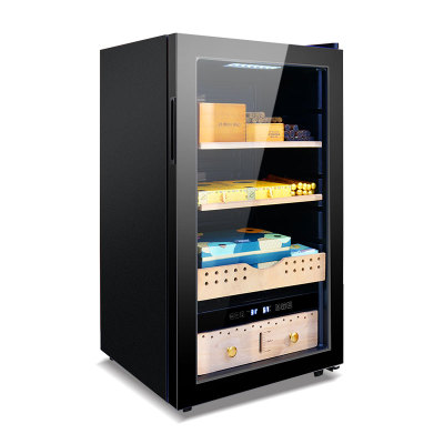 Wholesale Climate Controlled Cigar Humidor ZS-A86X For Cigar Storage With 2 Shape Cedar Wooden Drawers Rack And Full Glass Door