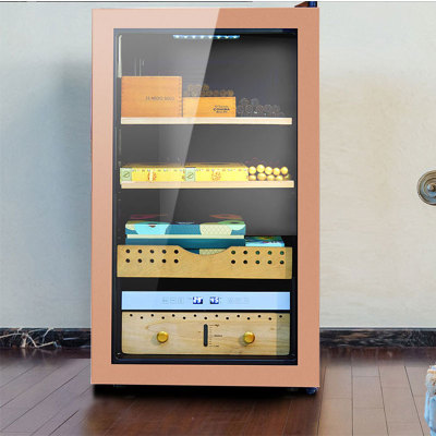 Großer Luxus-Zigarren-Humidor-Kühlschrank Combo ZS-A86X für Zigarrenaufbewahrung, Zedernregal und roségoldene SS-Tür