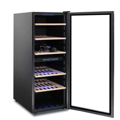 Wholesale 98 Bottles Dual Zone Free Standing F class 36DB Wine Refrigerators ZS-B200 for Sale Red Wine with 4 Wooden Shelf and Full Glass Door