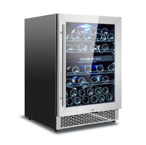 Wholesale 24 Inch Dual Zone Built-In Wine Cooler ZS-B150 Modern Wine Storage Cabinets With Wire Rack And Ss Door