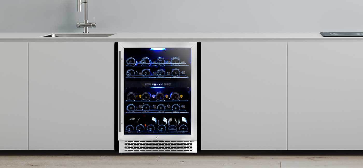 black dual zone wine fridge